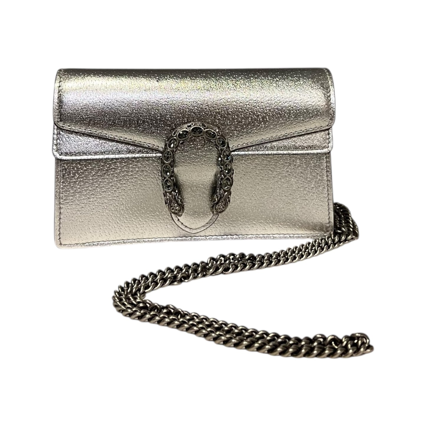 GUCCI Mini Dionysus Crossbody Clutch in Silver