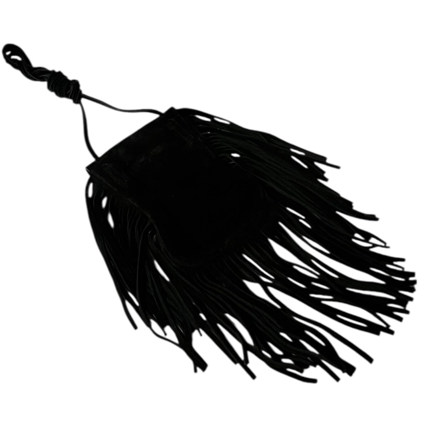 SAINT LAURENT Suede Mini Fringe Crossbody in Black