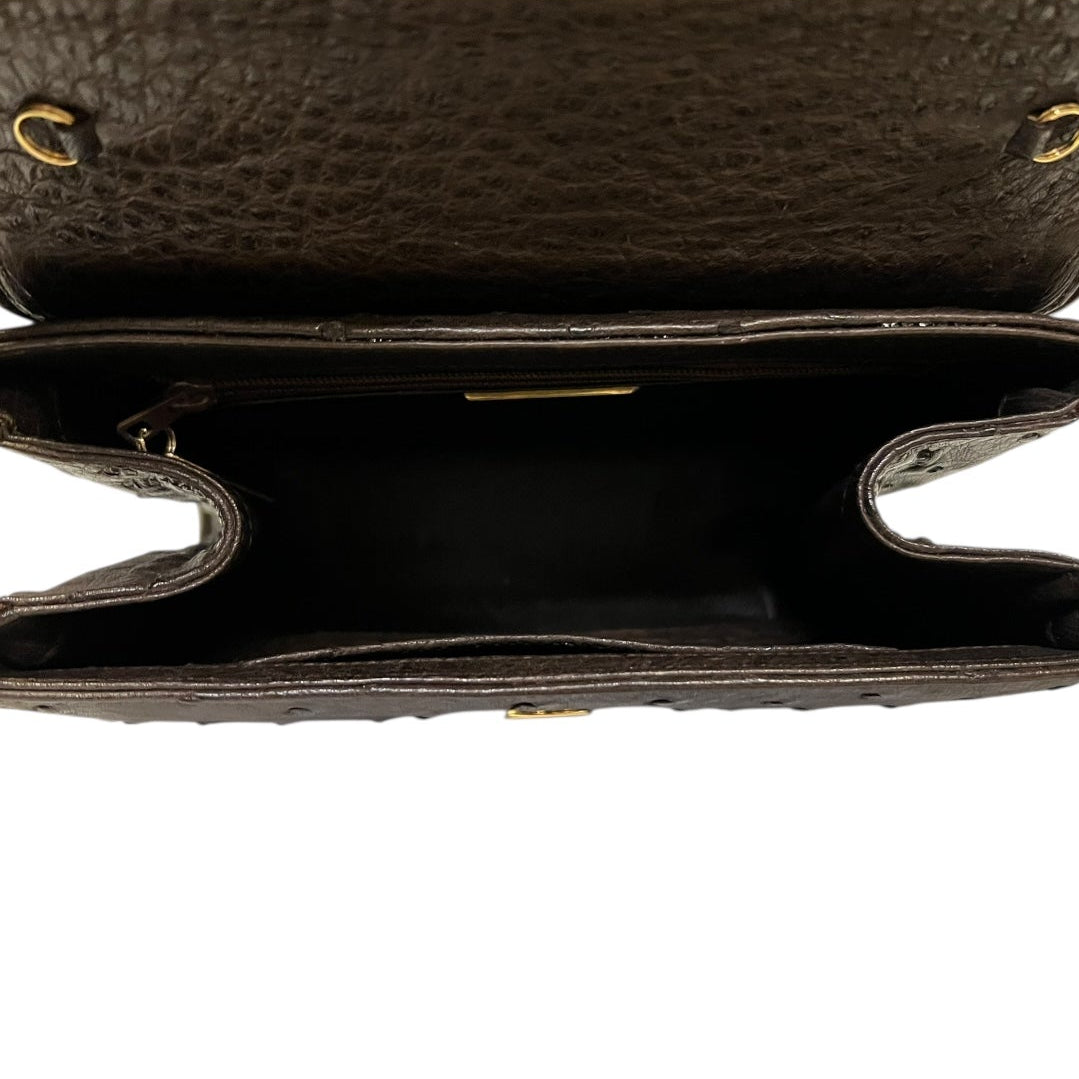 LANA MARKS Ostrich Top Handle Handbag in Tobacco