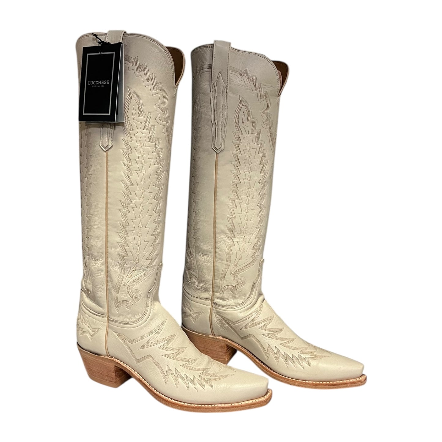 LUCCHESE Priscilla Cowboy Boots in Glitz Cream | 8