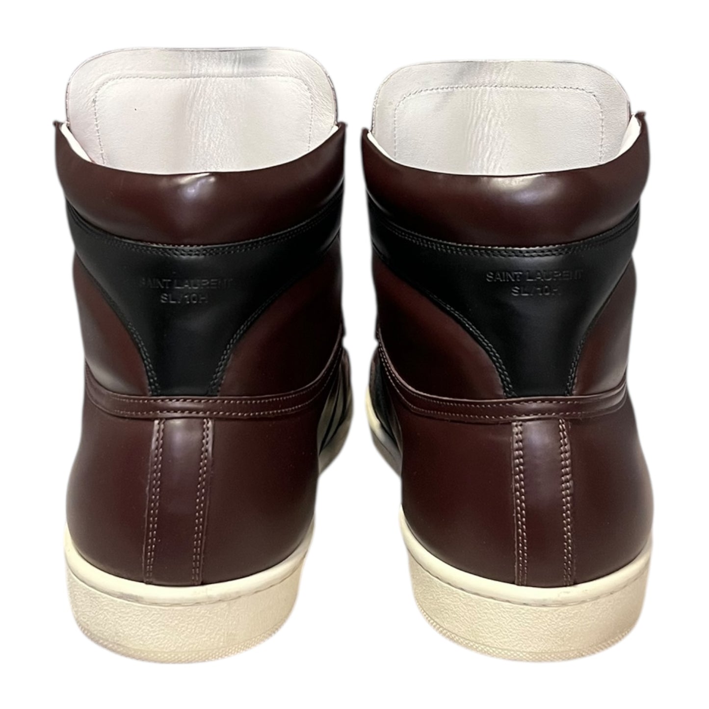 SAINT LAURENT SL10H Hi Top Sneakers in Burgundy & Black |