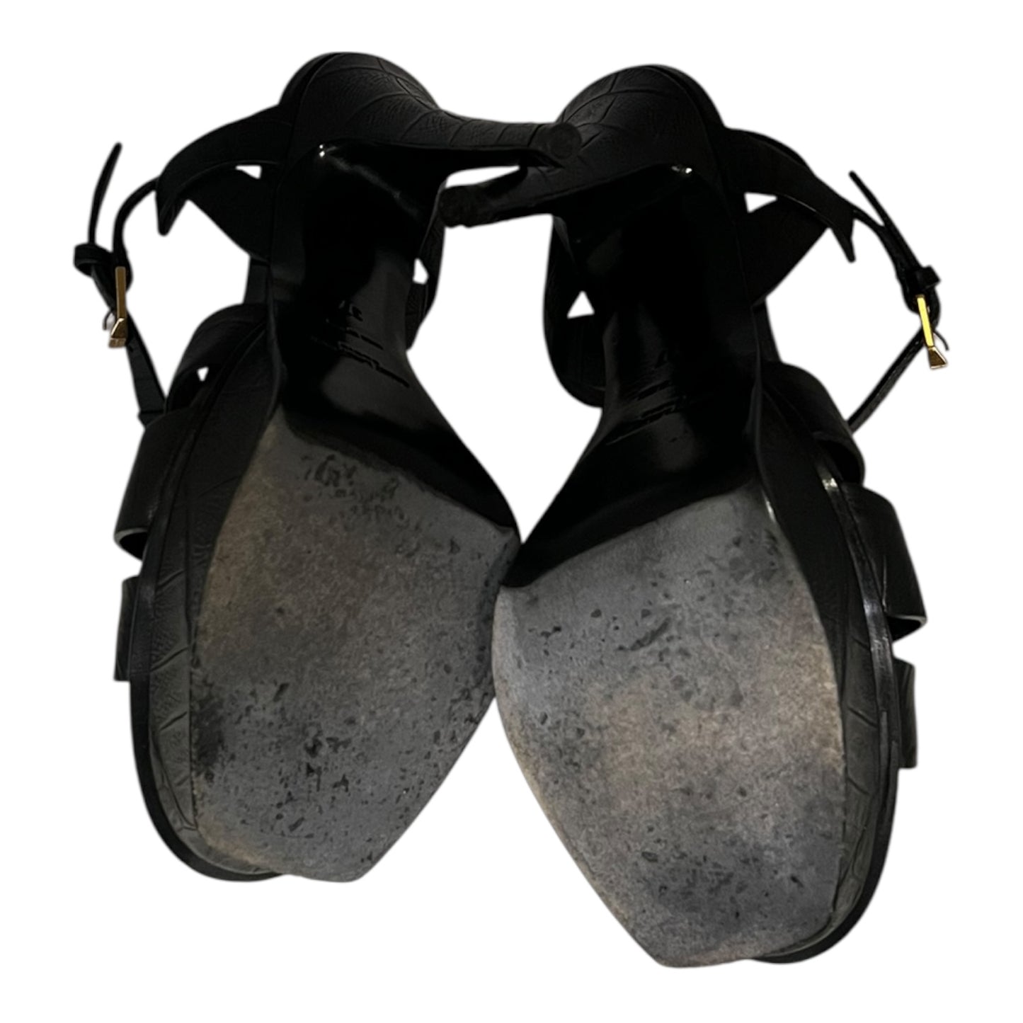 SAINT LAURENT Embossed Tribute Sandals in Black| 37