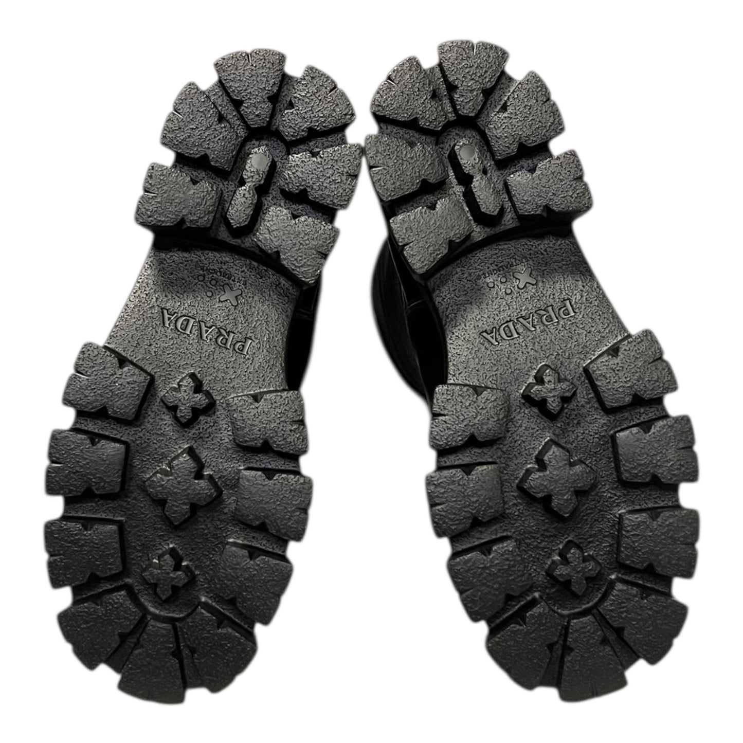 PRADA Monolith Leather & Re-Nylon Knee Boots in Black | 38