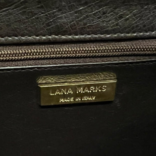 LANA MARKS Ostrich Top Handle Handbag in Tobacco