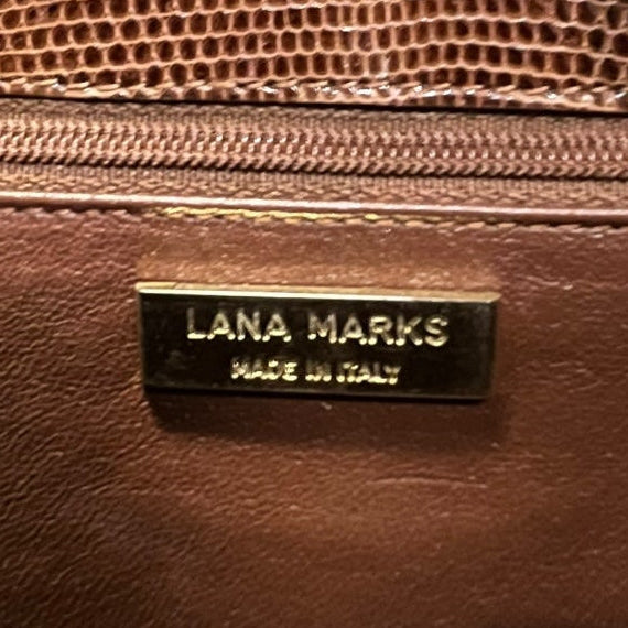 LANA MARKS Princess D Lizard Handbag in Brown