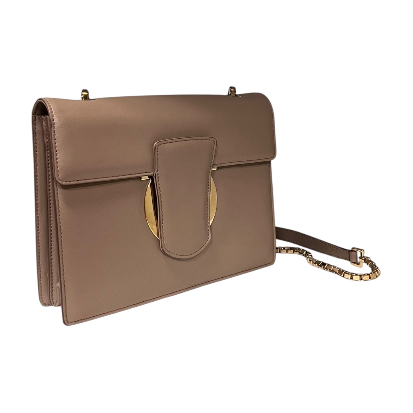 FERRAGAMO Gancini Convertible Flap Handbag in Taupe