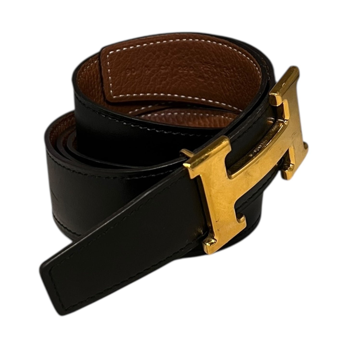 HERMES Reversible H Belt in Black + Tan | 90