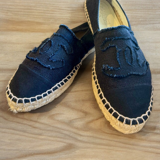 CHANEL Cap Toe Espadrilles in Black Navy | Size 39