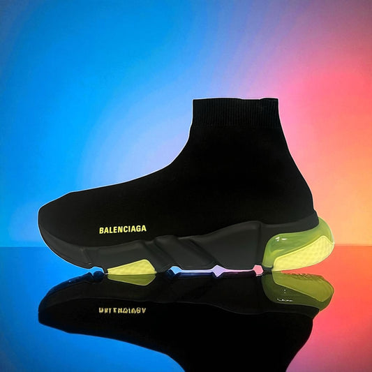 BALENCIAGA Speed LT Sneakers in Black + Citron | 46