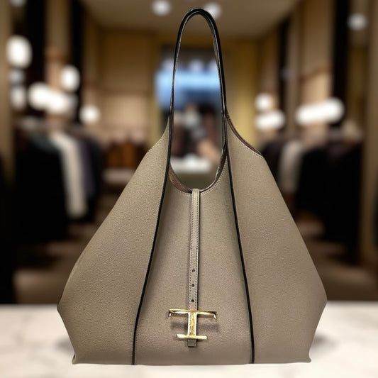 TOD'S T Timeless Shopping Bag in Taupe