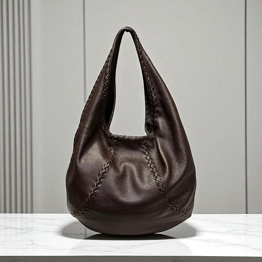 BOTTEGA VENETA Intrecciato Detail Hobo in Dark Brown