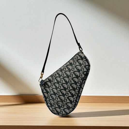 DIOR Monogram Mini Saddle Pochette in Navy