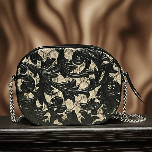 GUCCI GG Supreme Arabesque Mini Chain Shoulder Bag