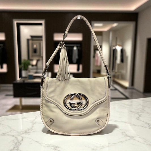 GUCCI Britt Tassel Hobo in Ivory
