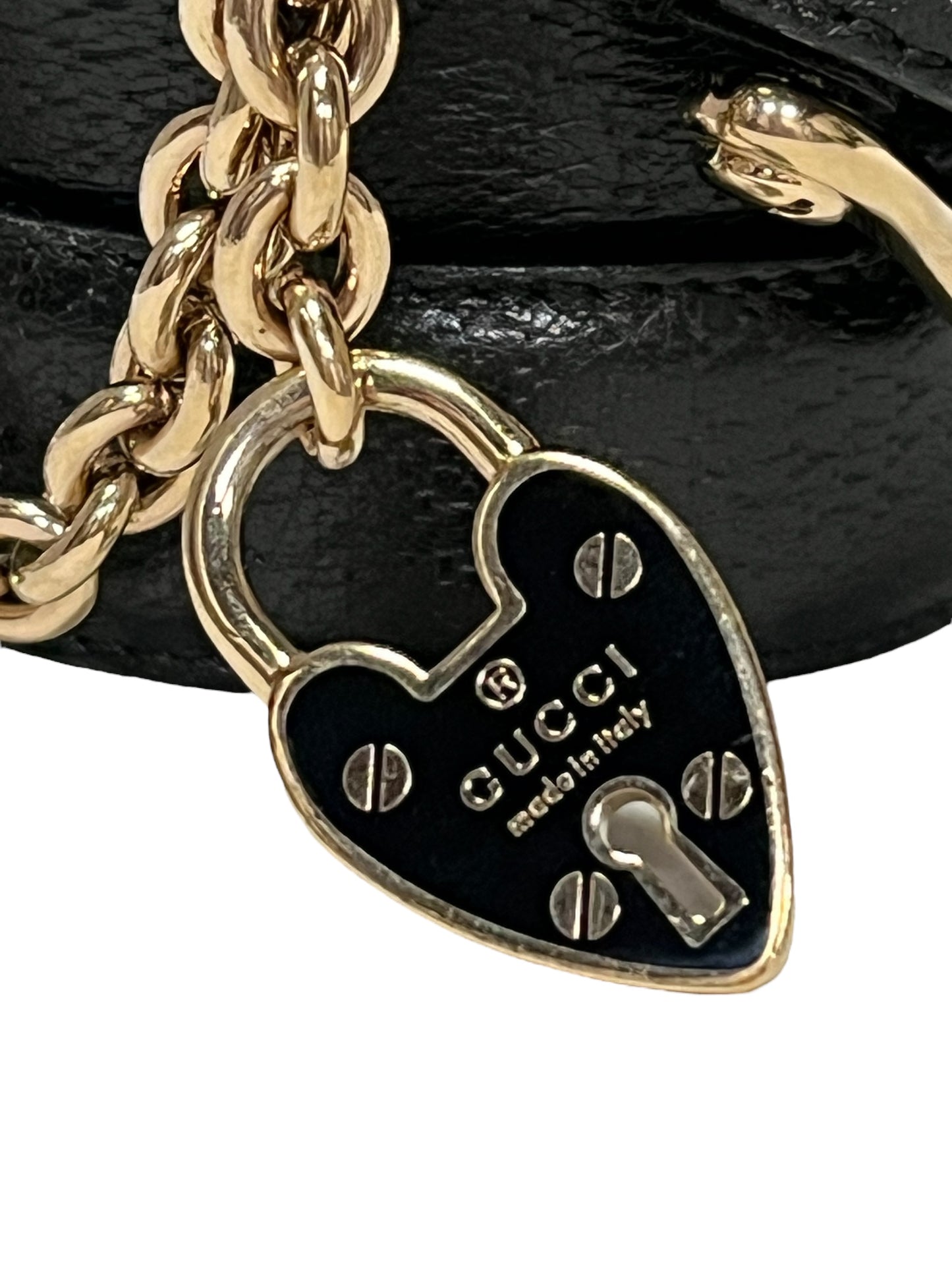 GUCCI Padlock Charm Belt in Black