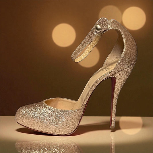 CHRISTIAN LOUBOUTIN Vampana Glitter Sandal in Gold | 40.5