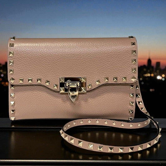 VALENTINO Rockstud Crossbody Clutch in Rose Cannelle