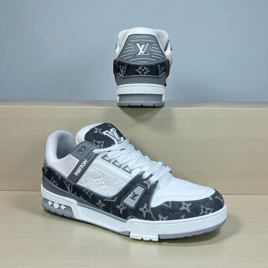 LOUIS VUITTON LV Trainers in White + Gray | Mens 10