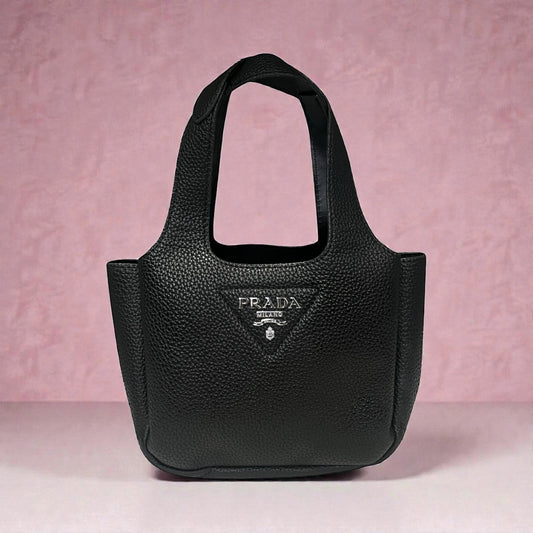 PRADA Mini Dynamique Handbag in Black Daino Vitello