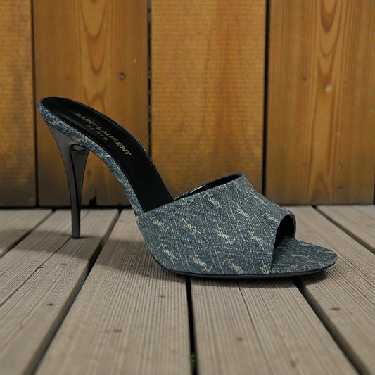 SAINT LAURENT La 16 Denim Mules |