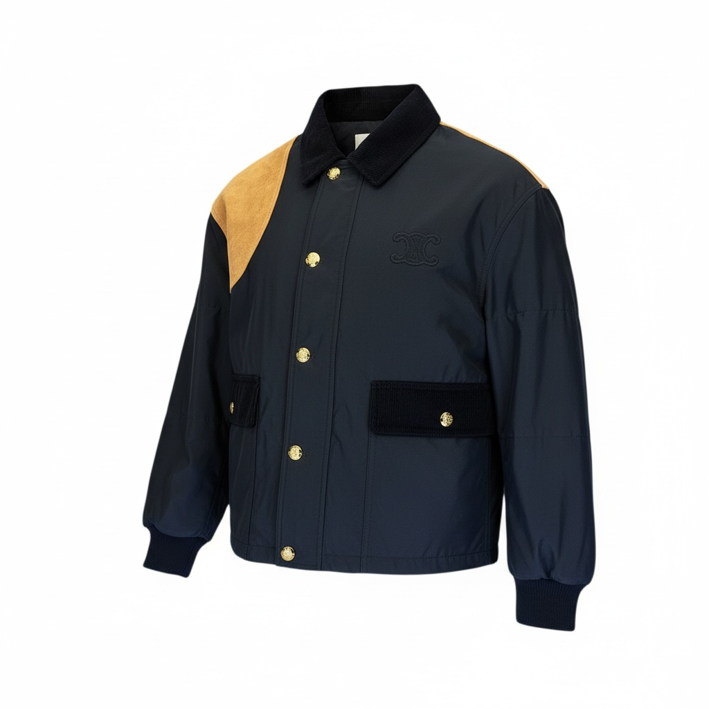 CELINE Triomphe Nylon Hunting Jacket in Navy | Mens 38
