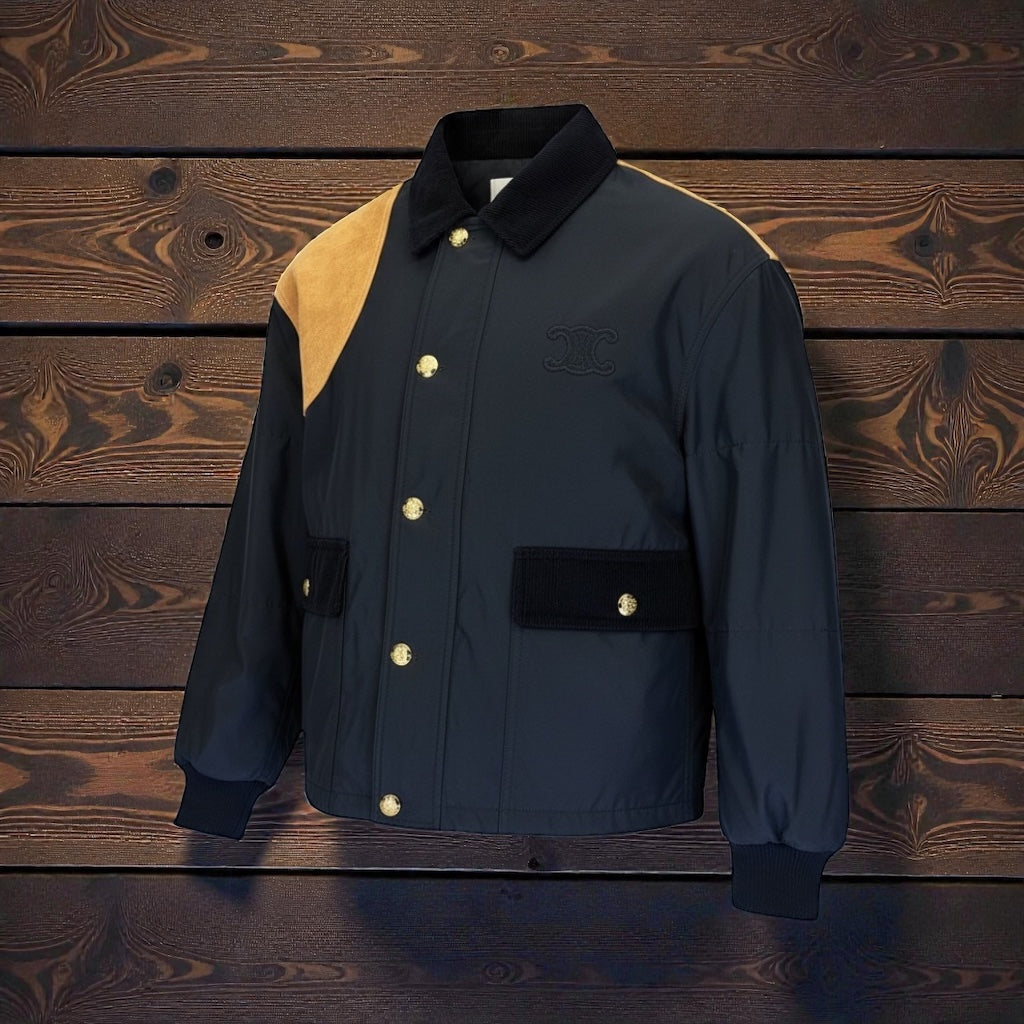 CELINE Triomphe Nylon Hunting Jacket in Navy | Mens 38
