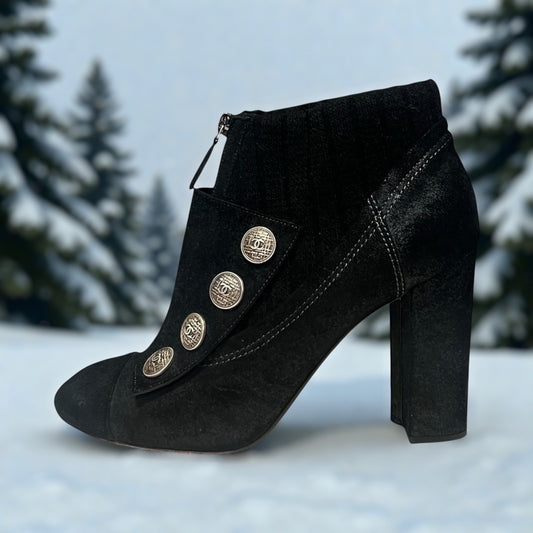 CHANEL Button Booties in Black | 40