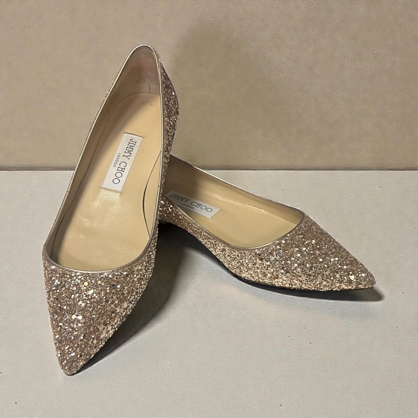 JIMMY CHOO Glitter Love Flats |