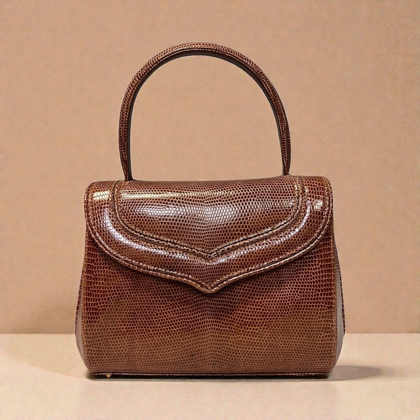 LANA MARKS Princess D Lizard Handbag in Brown
