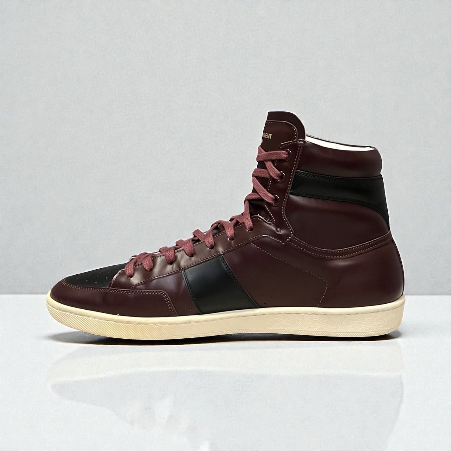 SAINT LAURENT SL10H Hi Top Sneakers in Burgundy & Black |