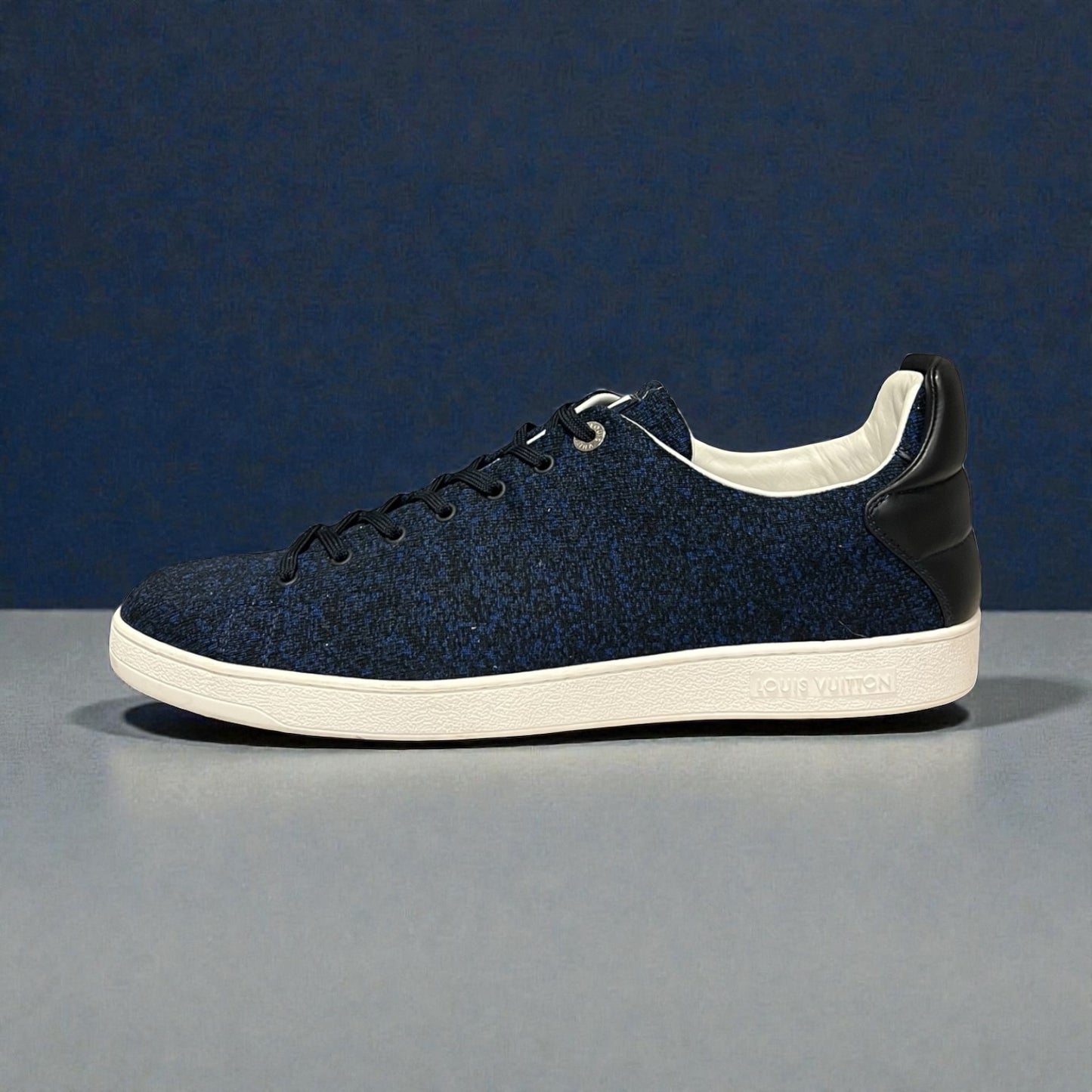 LOUIS VUITTON Tech Knit Frontrow Sneakers in Blue &  Black |