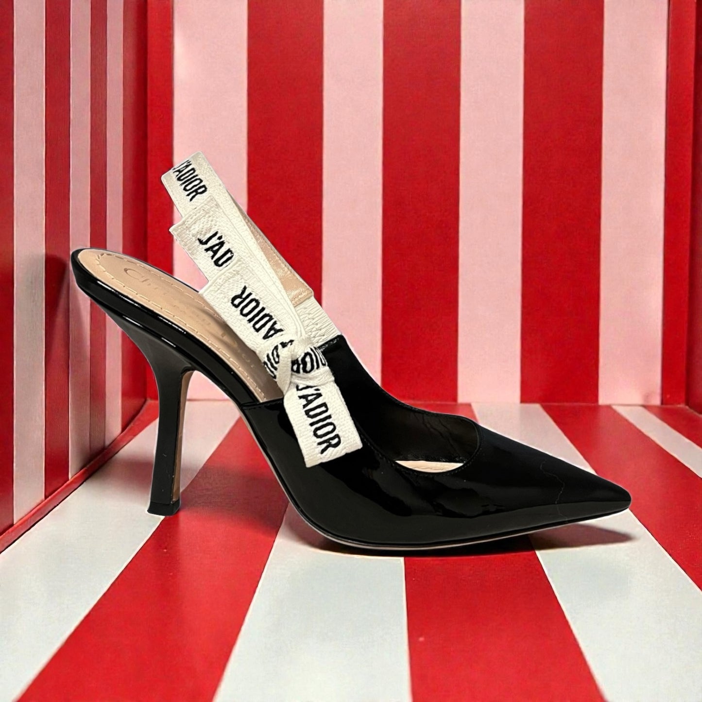 DIOR J'ADIOR Patent Slingbacks in Black | 36