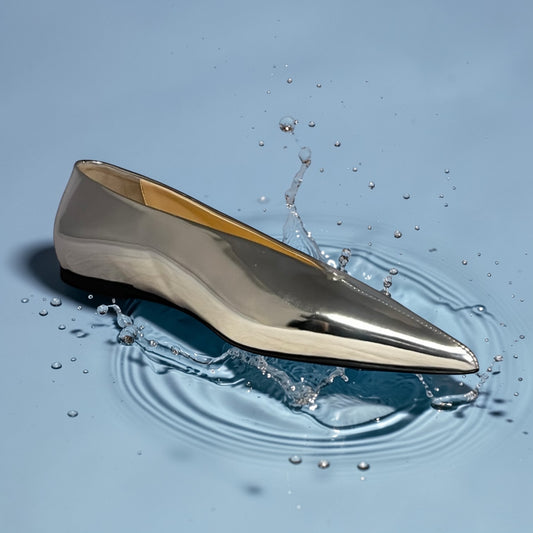 PROENZA SCHOULER Metallic Slash Ballerina Silver Flats | 39.5