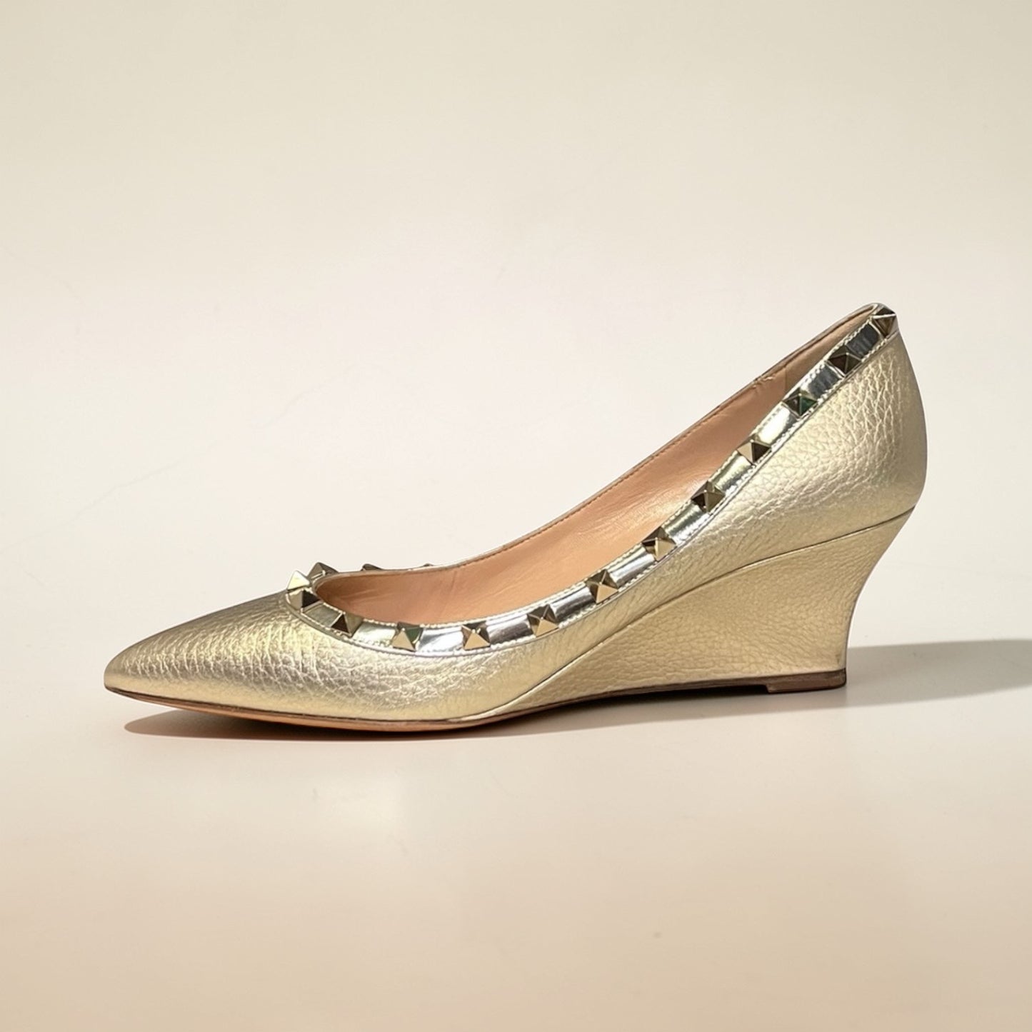 VALENTINO Rockstud Wedges in Gold & Silver | 38.5