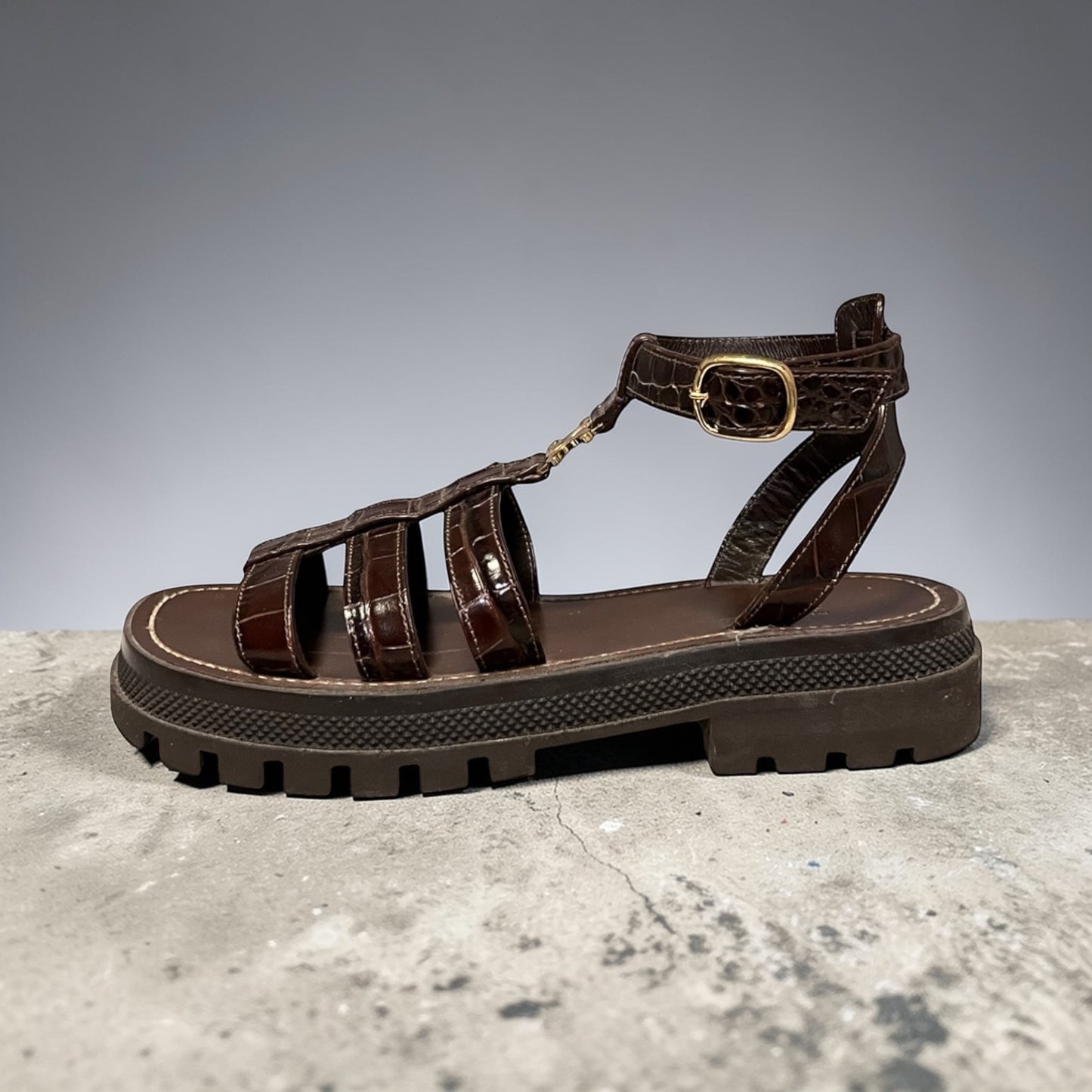 CELINE Triomphe Gladiator Sandal in Brown | 39