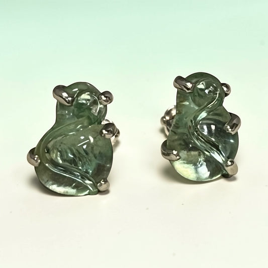 MARIQUITA MASTERSON Glass S Earrings Set in Green Set in Silver