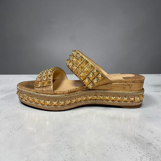 CHRISTIAN LOUBOUTIN Eco Spike Wedge Sandals | 39