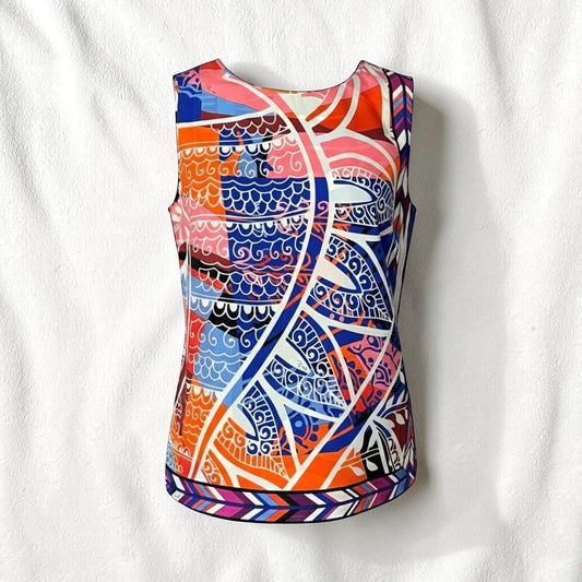 EMILIO PUCCI Silk Print Sleeveless Blouse