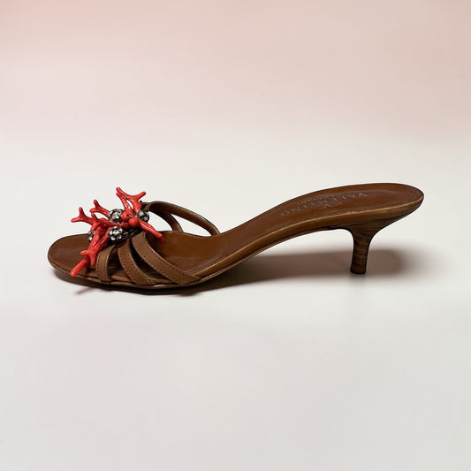 VALENTINO Coral Embellished Kitten Heel Sandals | 35.5