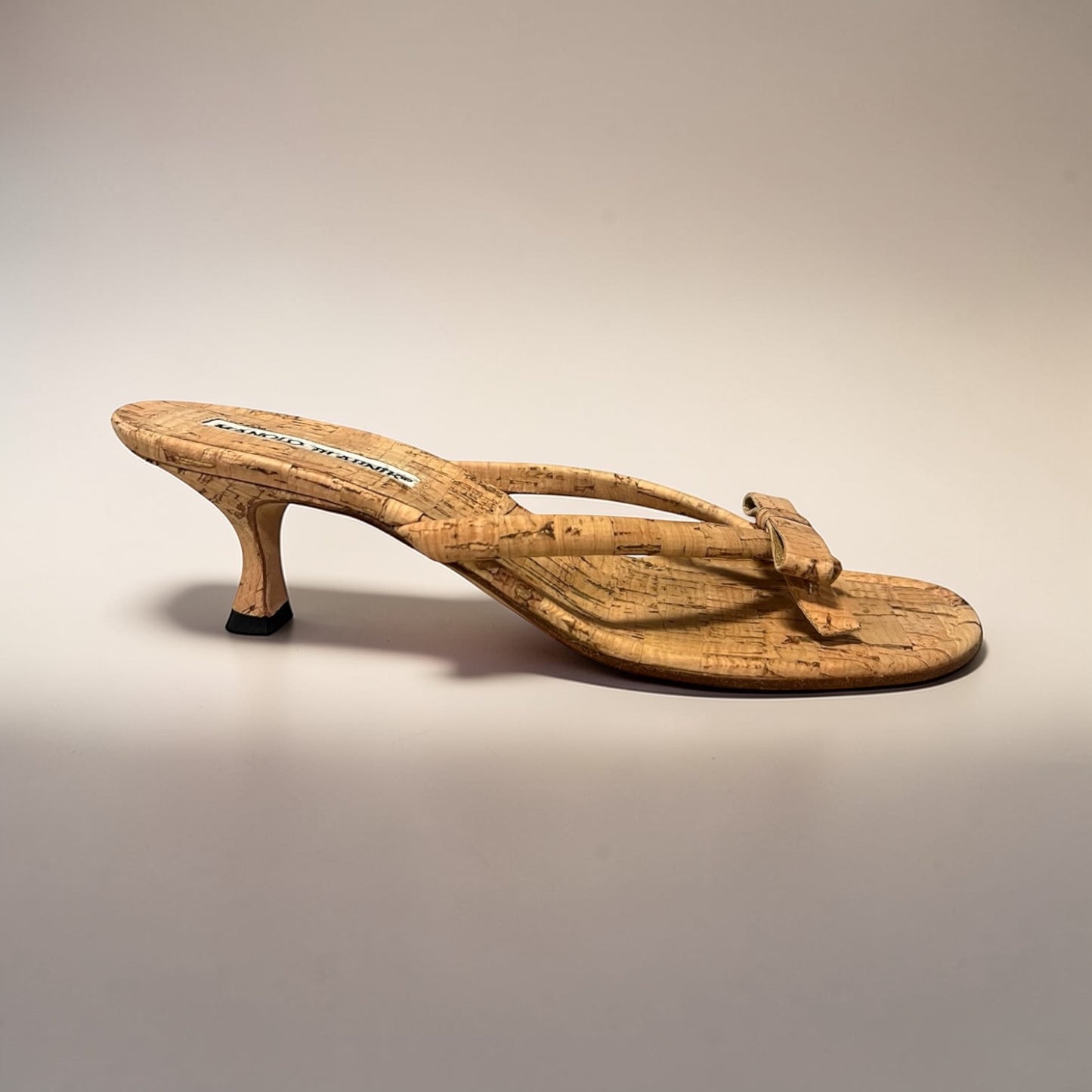 MANOLO BLAHNIK Cork Kitten Heel Sandal | 35.5