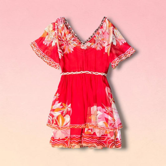 EMILIO PUCCI Embellished Sheer Floral Dress