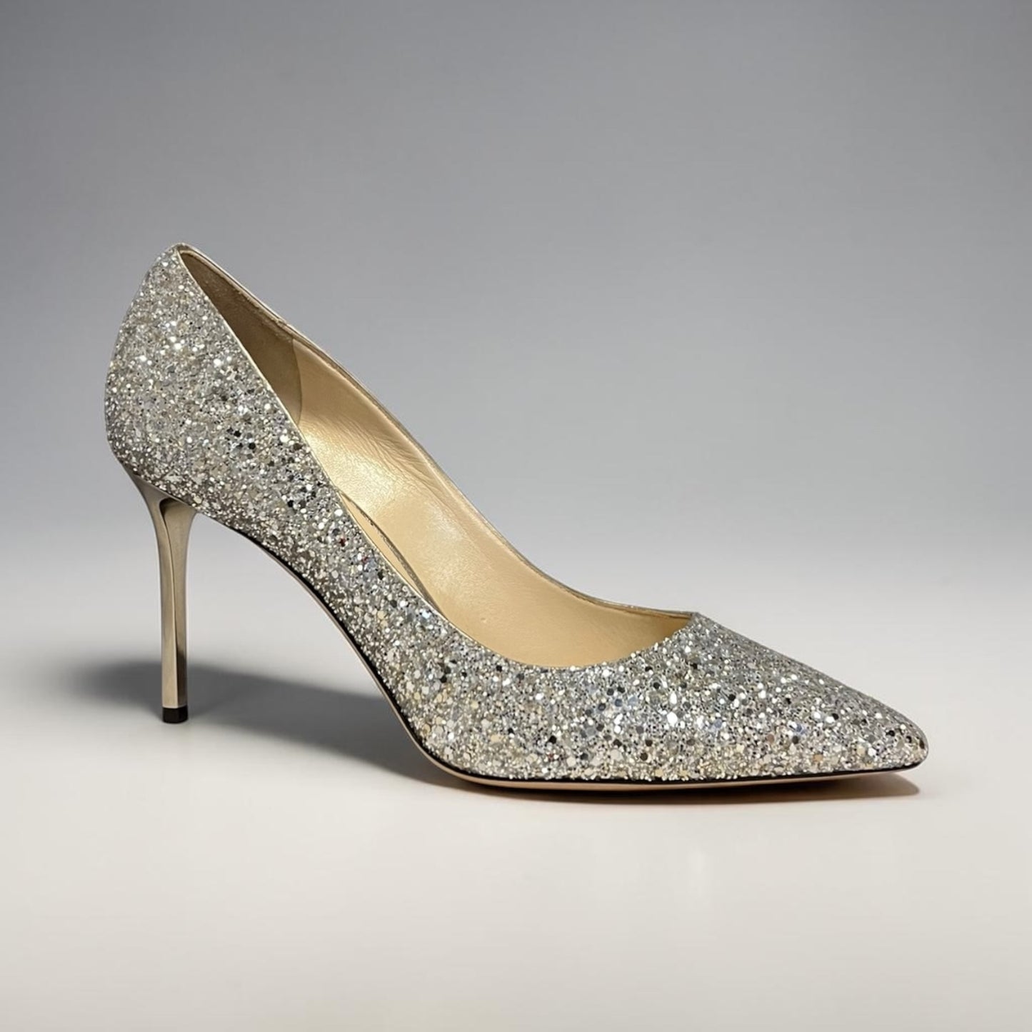 JIMMY CHOO Romy Glitter Pumps in Silver | 41