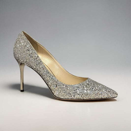 JIMMY CHOO Romy Glitter Pumps in Silver | 41