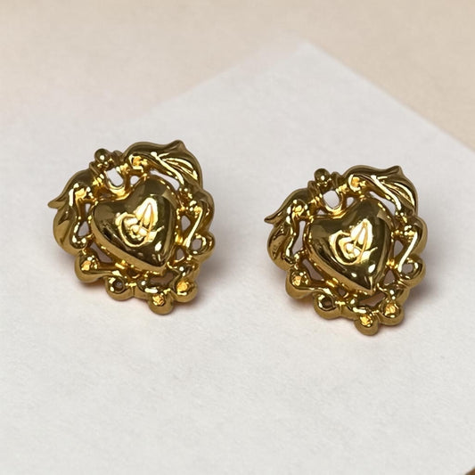 CHRISTIAN LACROIX Heart Stud Earrings | Vintage