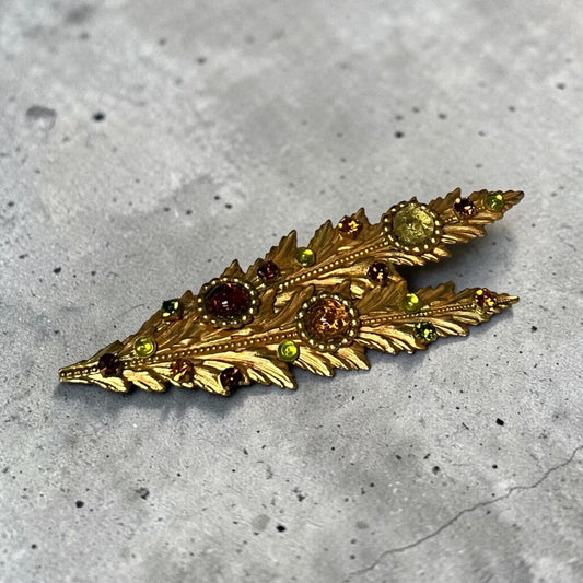 DOMINIQUE AURIENTIS Cabochon Jewel Leaf Brooch | Vintage