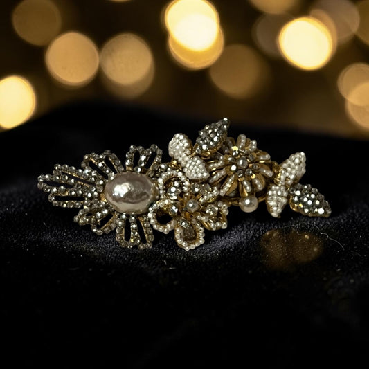 MIRIAM HASKELL Couture Pearl Crystal Brooch | Vintage