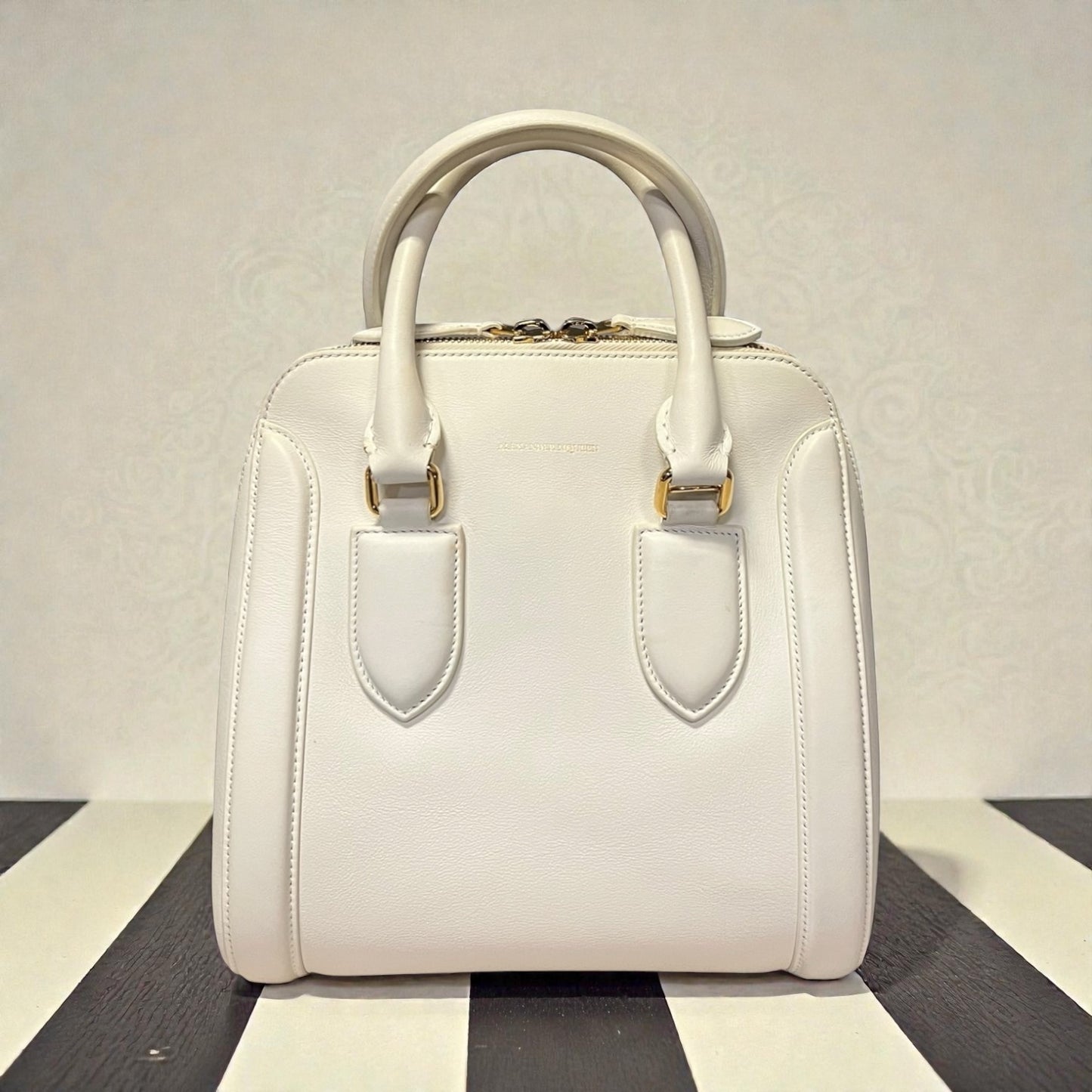 ALEXANDER MCQUEEN Heroine Top Handle Shoulder Bag in White