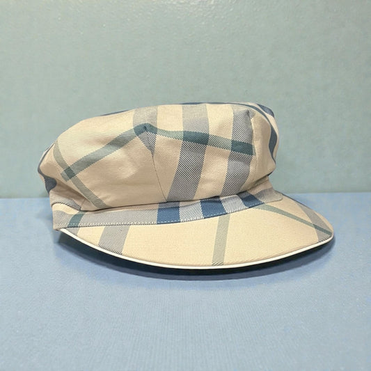 BURBERRY Check Newsie Hat in Blue