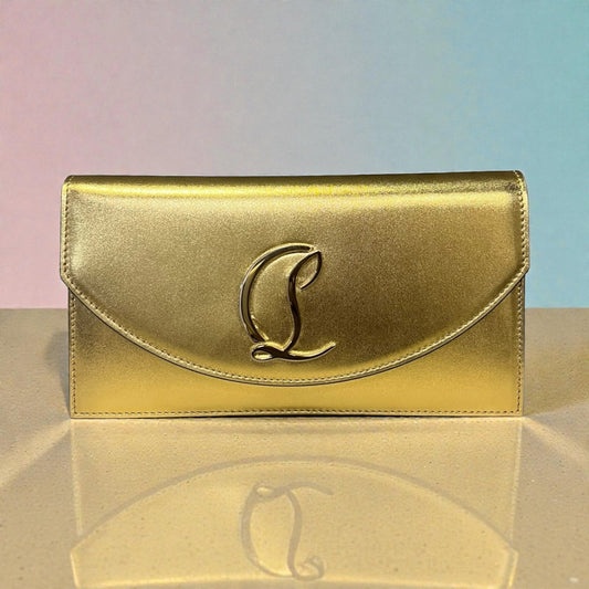 CHRISTIAN LOUBOUTIN Loubi54 Shoulder Bag Clutch in Gold