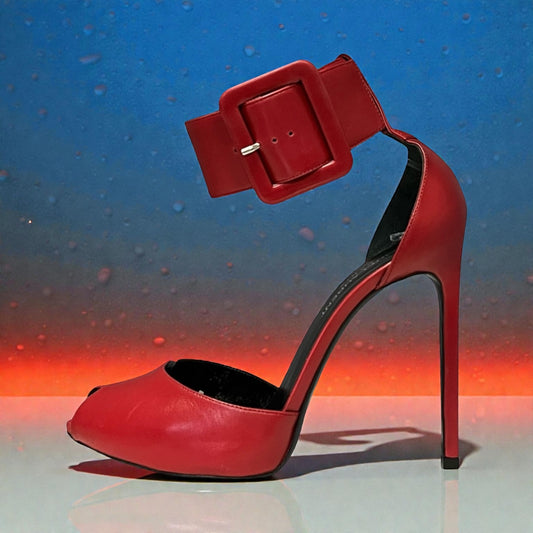 SAINT LAURENT Wide Strap Sandals in Red | 37